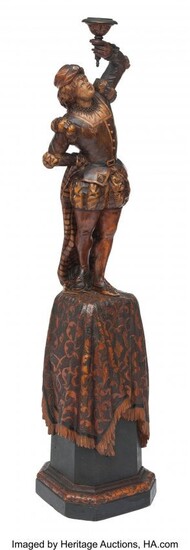 61011: An Austrian Carved Polychrome Wood Figure on Sta