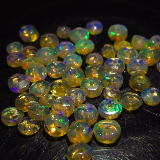 6.11 Ct Genuine 54 Drilled Round Faceted Opal Beads