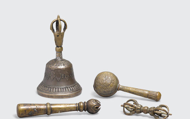 A copper alloy vajra and ghanta