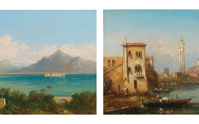 Ferdinand Bonheur zugeschrieben/attributed (1817-1887) Motiv vom Lago Maggiore und Motiv aus Venedig