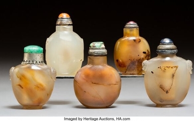 78011: A Group of Five Chinese Chalcedony Snuff Bottles