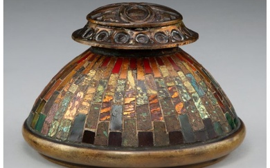 79011: Tiffany Studios Mosaic and Patinated Bronze Inkw