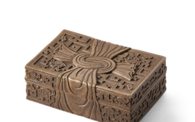 A CARVED YIXING RIBBON BOX AND COVER, REPUBLIC PERIOD (1912-1949)