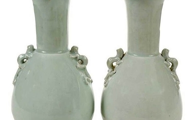 Pair Chinese Yingqing Glazed Vases