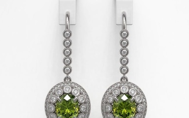 8.45 ctw Tourmaline & Diamond Victorian Earrings 14K White Gold