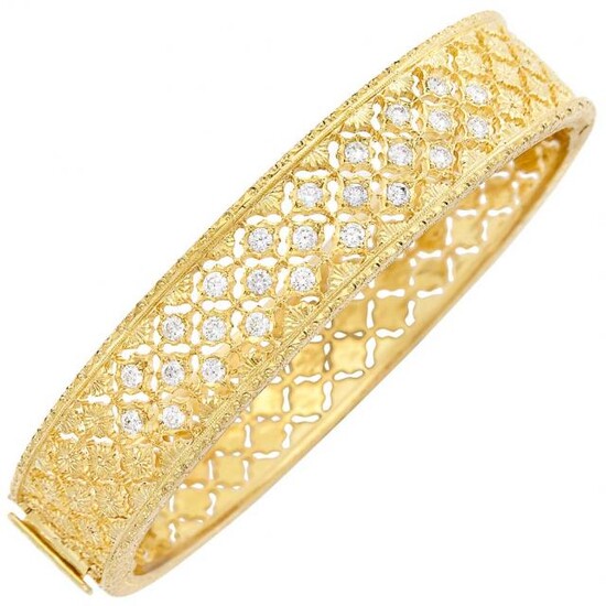 Gold-Plated White Gold and Diamond Bangle Bracelet