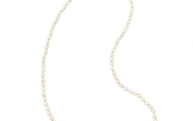 Natural Pearl Necklace with Platinum and Diamond Clasp