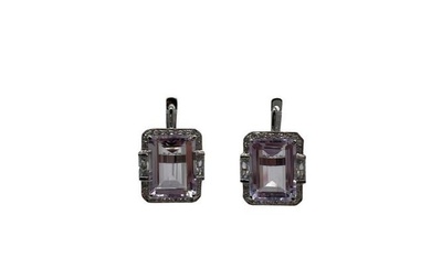 925 Sterling Silver and Pink Amethyst Earrings