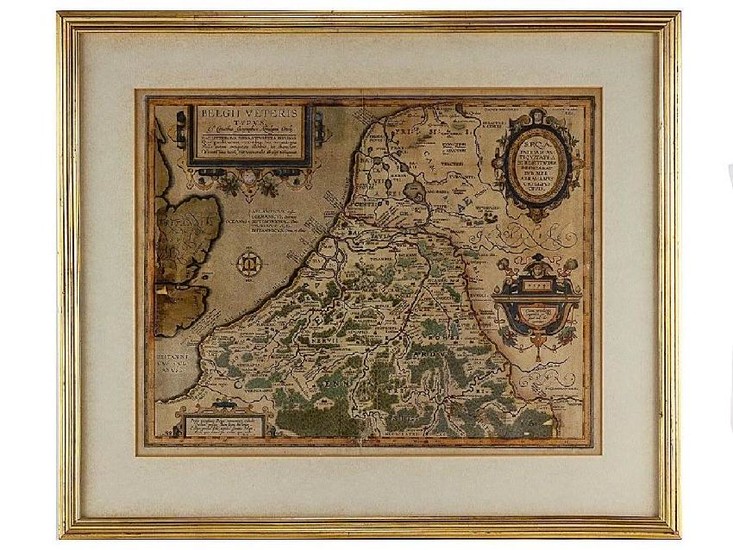 c1594 Julius Caesar Map Belgii Veteris Typus by