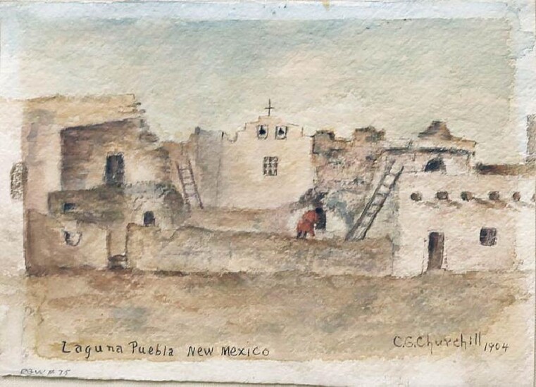 Churchill Watercolor of Indian Territory