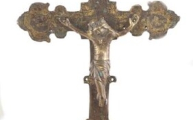 Gilded and chased processional cross with the figure of