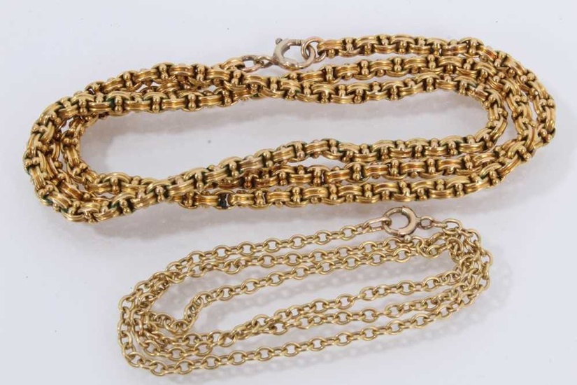 9ct gold chain and one other fancy link gold plated chain (2)