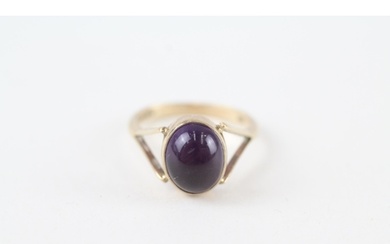 9ct gold vintage cabochon cut amethyst dress ring with split...