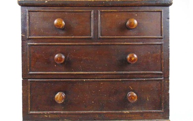 A 19th century scumbled pine chest, the lift up top...