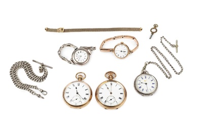 A 9ct gold open face pocket watch, with white enamel...