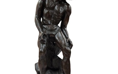 A Bronze Male Figure Male Bronze Sculpture Signed D. Schepps 70 Modern Art Foundry New York