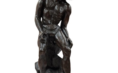 A Bronze Male Figure Male Bronze Sculpture Signed D. Schepps...