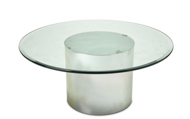 A Brueton-style polished chrome and glass cocktail table