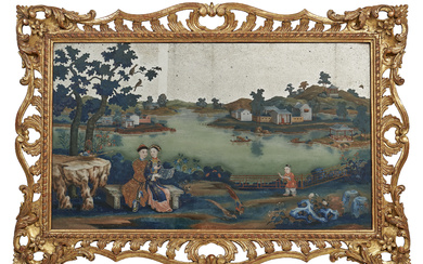 A CHINESE EXPORT REVERSE-PAINTED MIRROR QING DYNASTY, QIANLONG PERIOD, THIRD QUARTER 18TH CENTURY