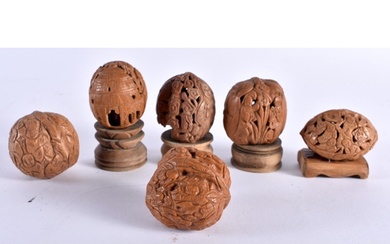 A COLLECTION OF 19TH/20TH CENTURY CHINESE CARVED NUTS Late Q...