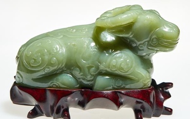 A Chinese Celadon Jade Buffalo Length 6 "