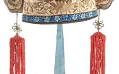 A Chinese Embroidered Silk Hat