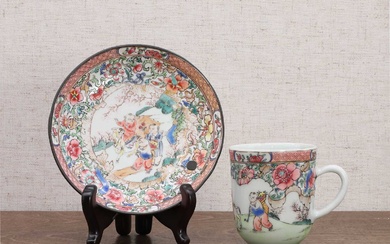 A Chinese export famille rose cup and saucer
