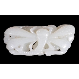 A Chinese white jade ‘Dragonfly’ carving