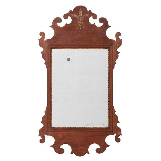 A Chippendale Parcel Gilt Mahogany Looking Glass and a