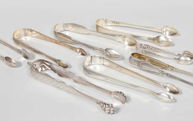 A Collection of Assorted George III and Later Silver Sugar-Tongs,...