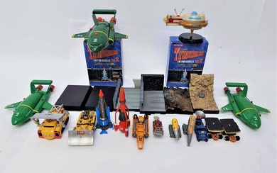 A Collection of Fifteen Thunderbirds Figurines & Diorama Sets, Including 1992 Match Box Die Casts & 2000 Plastic Carlton Vehicles.