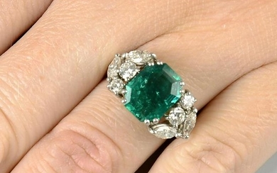 A Colombian emerald and diamond dress ring. Verbal from