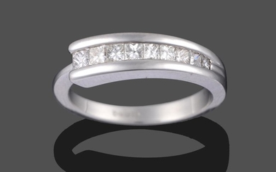 A Contemporary 18 Carat White Gold Diamond Half Hoop Ring,...