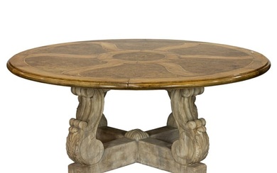 A Contemporary Baroque style marquetry decorated dining table