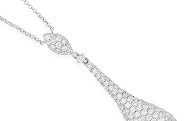 A DIAMOND DROP PENDANT NECKLACE the tapering