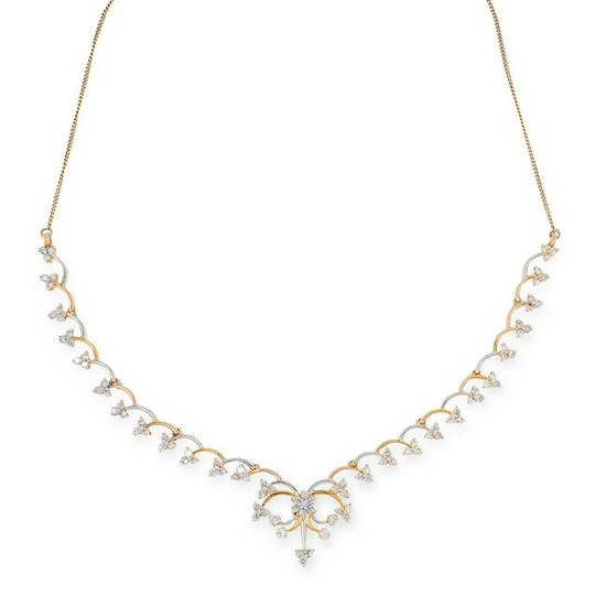 A DIAMOND NECKLACE in yellow and white gold, comprising