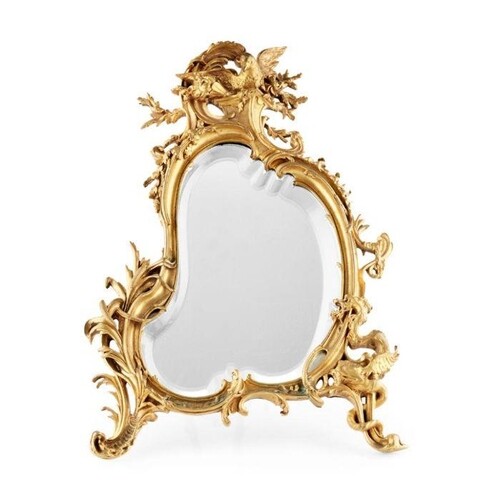 A FINE LATE 19TH CENTURY FRENCH GILT BRONZE TOILET MIRROR IN...