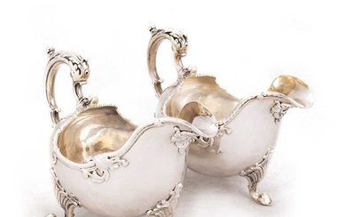 A FINE PAIR OF GEORGE II SILVER SAUCEBOATS maker's mark indi...