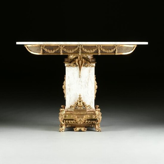 A FRENCH BAROQUE REVIVAL GILT BRONZE MOUNTED MARBLE
