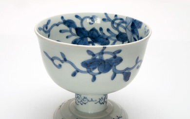 A Fine Chinese Blue and White Porcelain Footed Cup, 18th Century