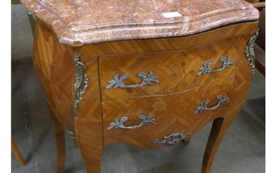 A French Louis XV style simulated marquetry kingwood, gilt m...