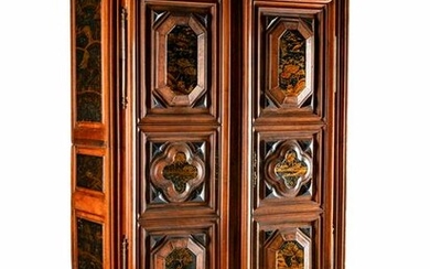 A French Provincial Later-Japanned Walnut Armoire