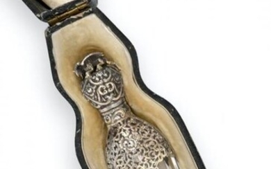 A French Silver-Gilt Mounted Clear Glass Scent-Bottle, Marked with Control...