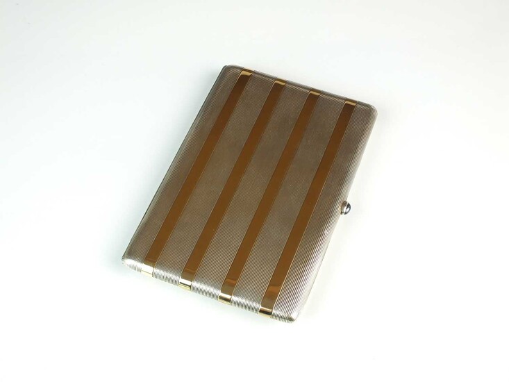 A French white and yellow metal cigarette case