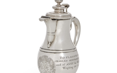 A GEORGE I SILVER BEER JUG MARK OF JOSEPH CLARE, LONDON, 1715