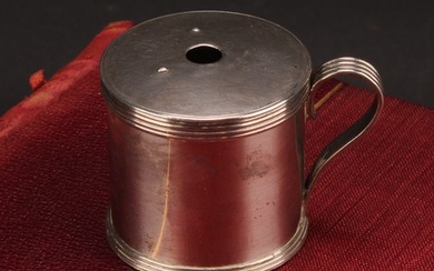 A George III silver cylindrical bougie box, push-fitting cov...