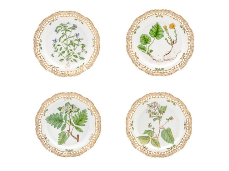 A Group of Four Royal Copenhagen Flora Danica Pattern Dinner Plates