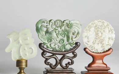 A Group of Three Openwork Jade Plaques, Qing Dynasty, 19th Century