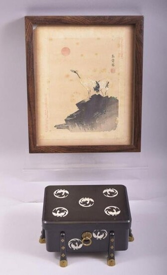 A JAPANESE BLACK LACQUER AND MOTHER OF PEARL INLAID BOX