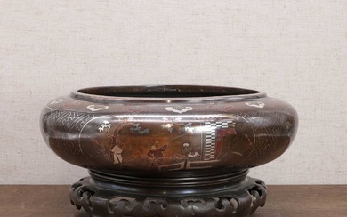 A Japanese bronze incense burner